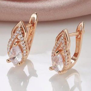 18k Gold Plated Water Drop Diamond Earrings